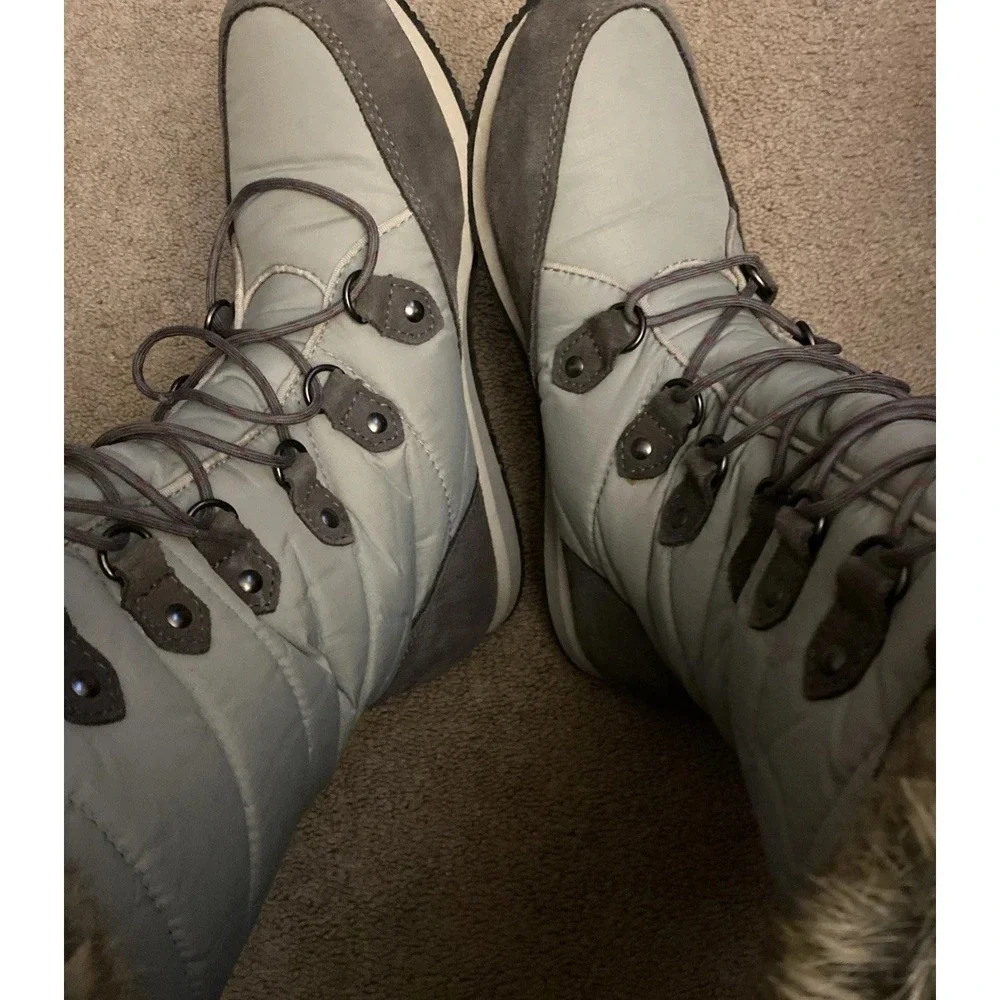 LL Bean Boots Carrabassett Fur Lace-Up Knee High Winter Snow Womens 6.5 Winter‎